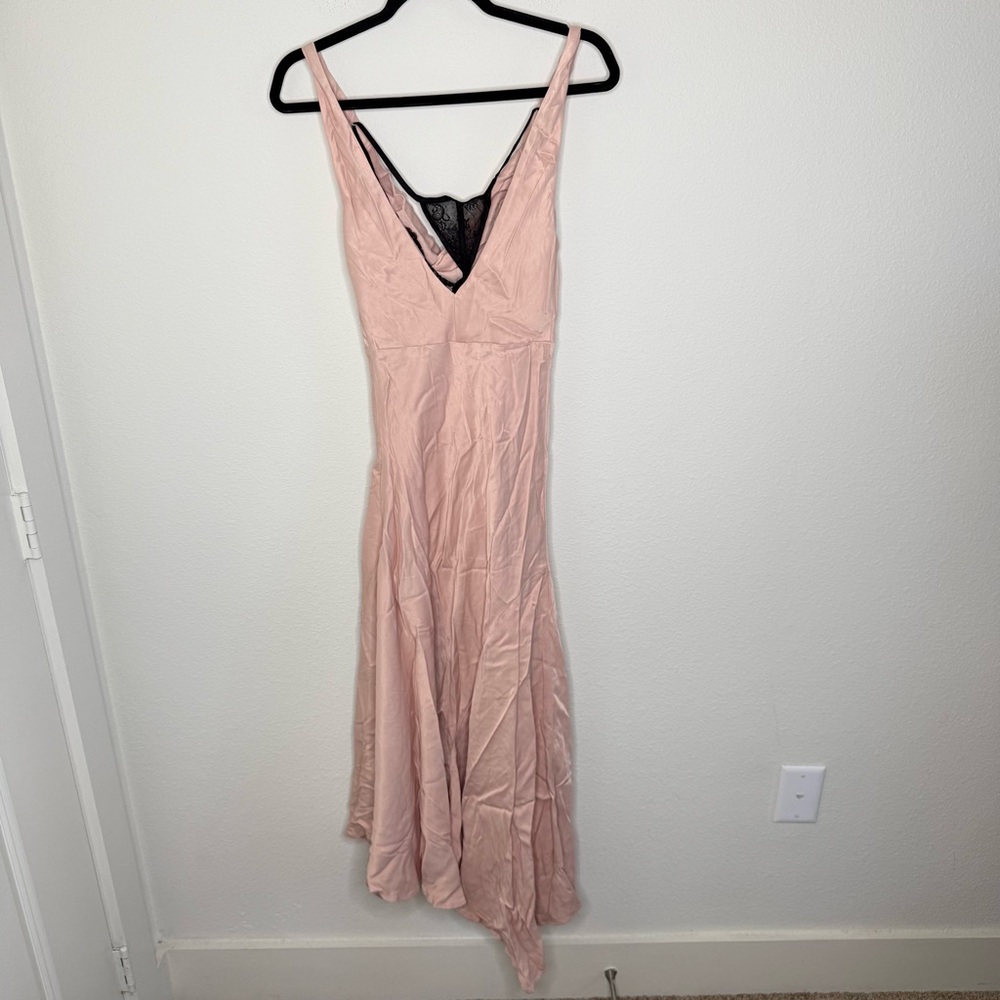 Anthropologie Cowl Neck Asymmetrical Twofer Dress Blush Pink Size XS - Picture 2 of 15